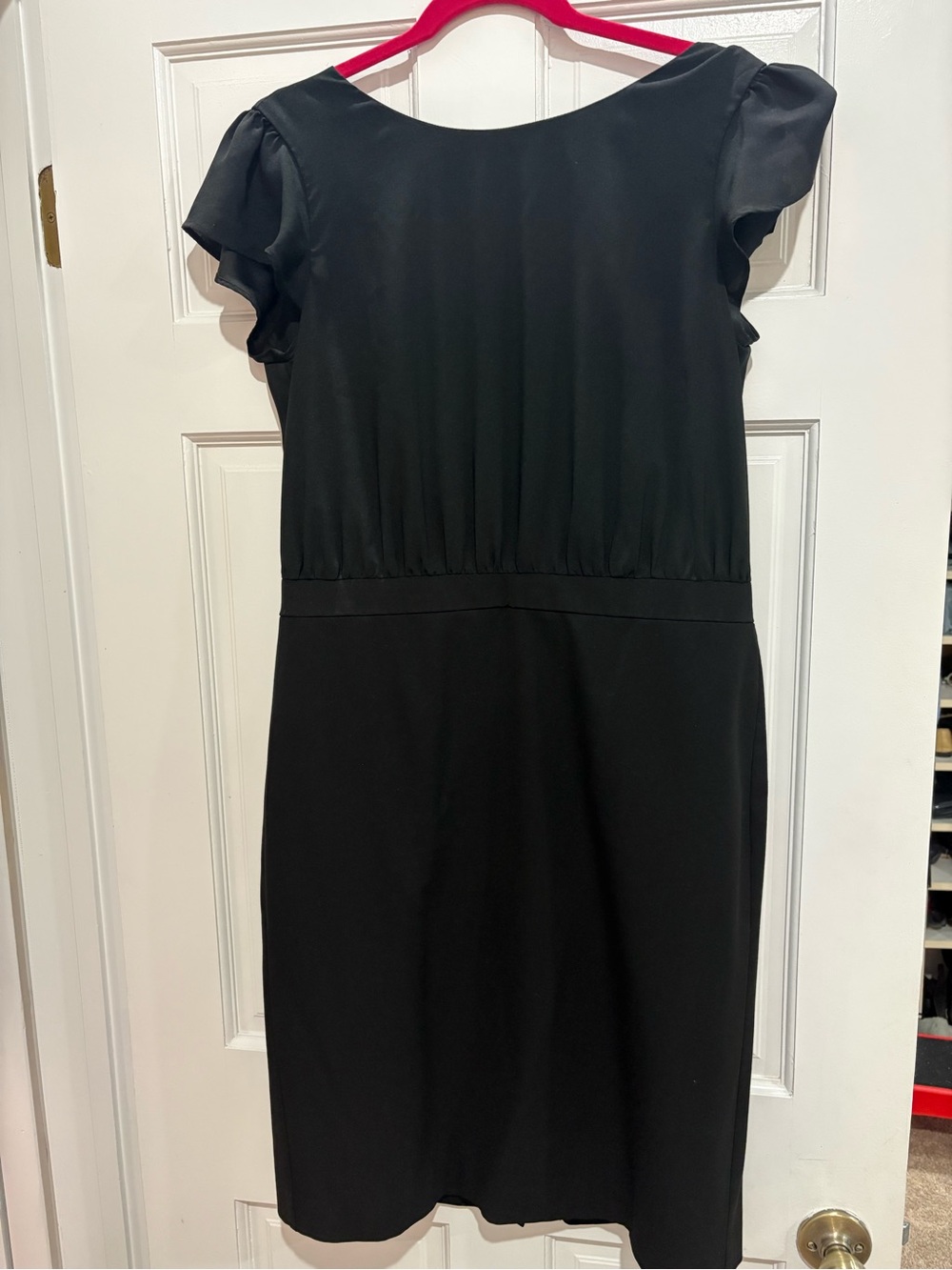 Ann Taylor Black Midi Dress with Flutter Sleeves